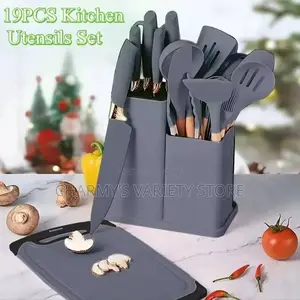 19pcs Silicone Spoon Set With Chopping Board