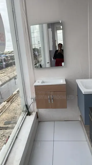 57*43 Matt Black Cabinet With Led Mirror