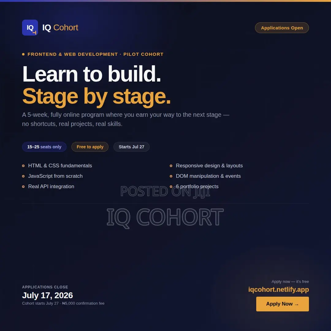 Learn Web Development Online in 5 Weeks — Iq Cohort (July 2026)