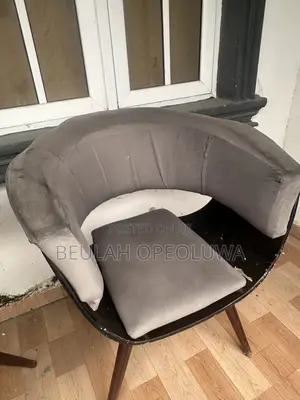 Stylish Grey Velvet Accent Chair With Wooden Legs