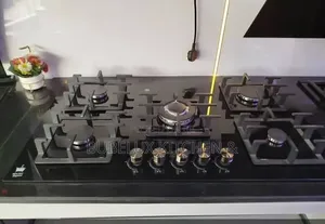 5 Burner Built-in Gas Hob -Black Tempered Glass Cooktop Auto Ignition`