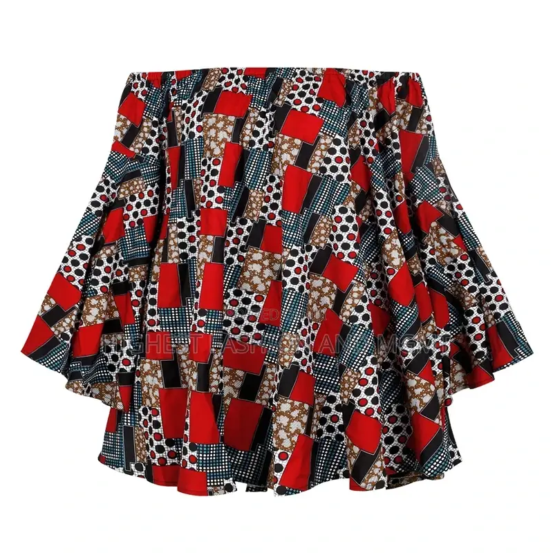 Ankara Off Shoulder Long Sleeve Dress