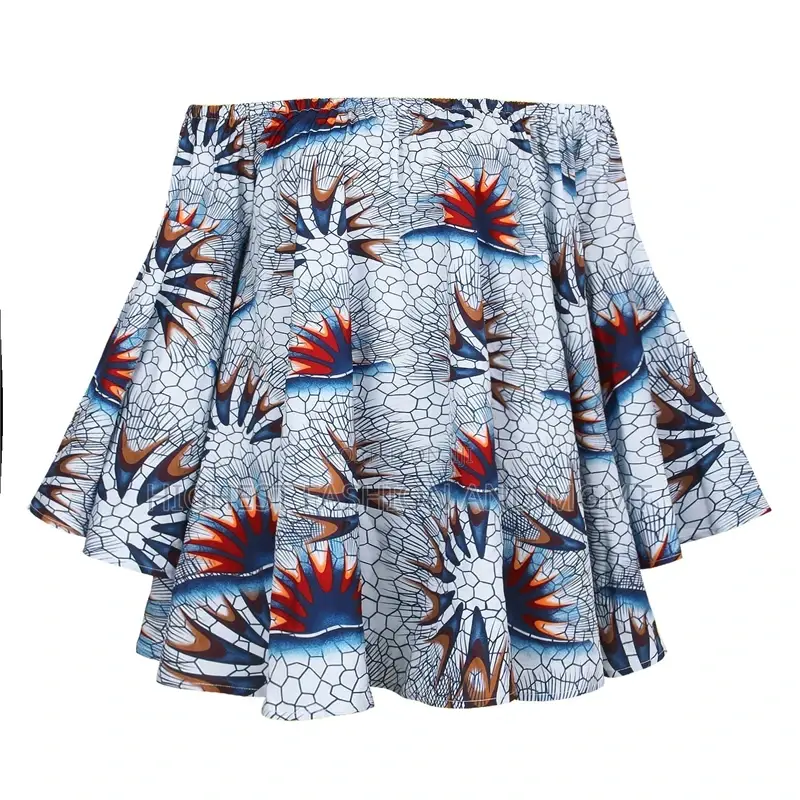 Ankara Off Shoulder Long Sleeve Dress