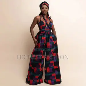 African Suspenders Jumpsuit