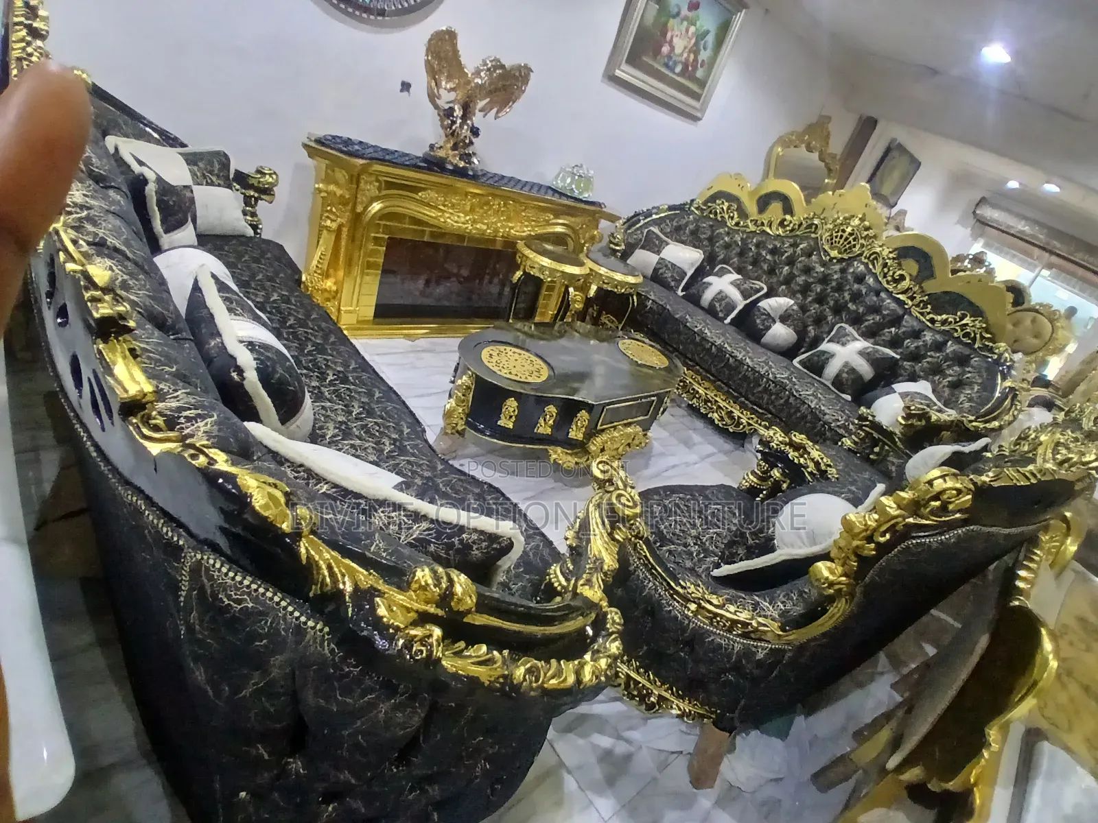 Egyptian Royal Sofa With Center Table and Sides