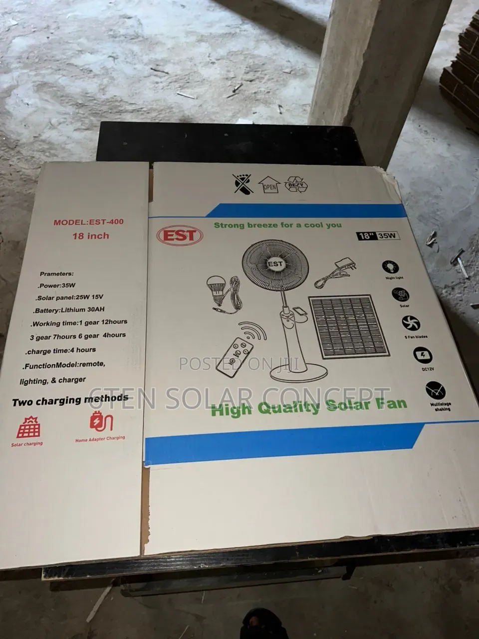 Est Rechargeable Solar Fan