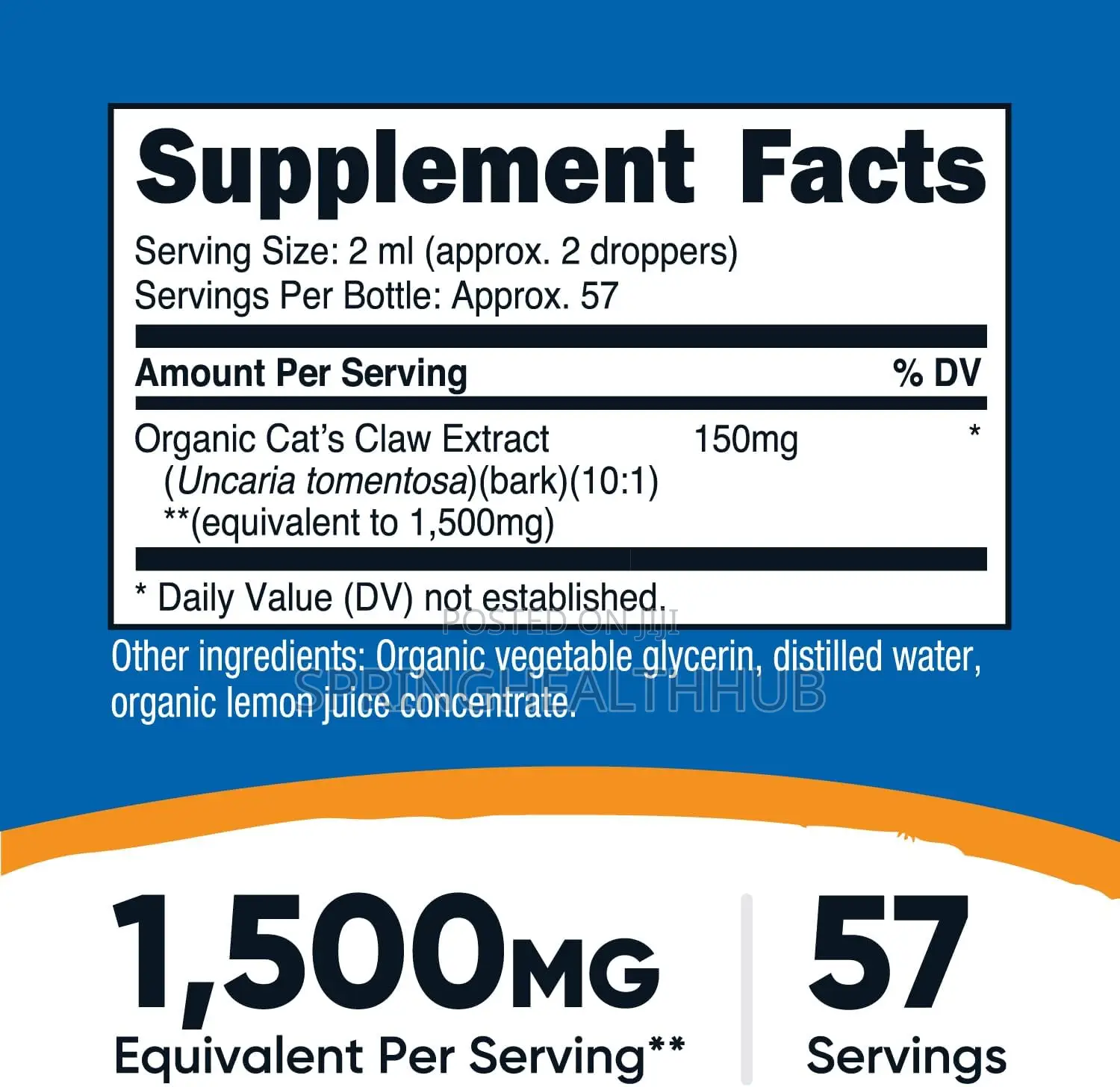 Cat's Claw Liquid Drops Uncaria Tomentosa 57 Serving