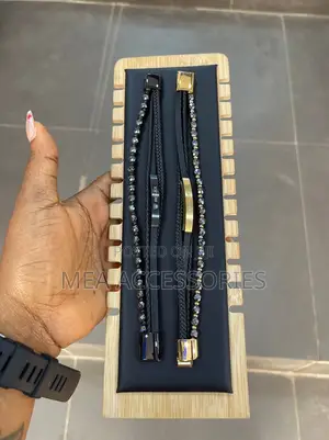 Black and Gold Leather Bracelets