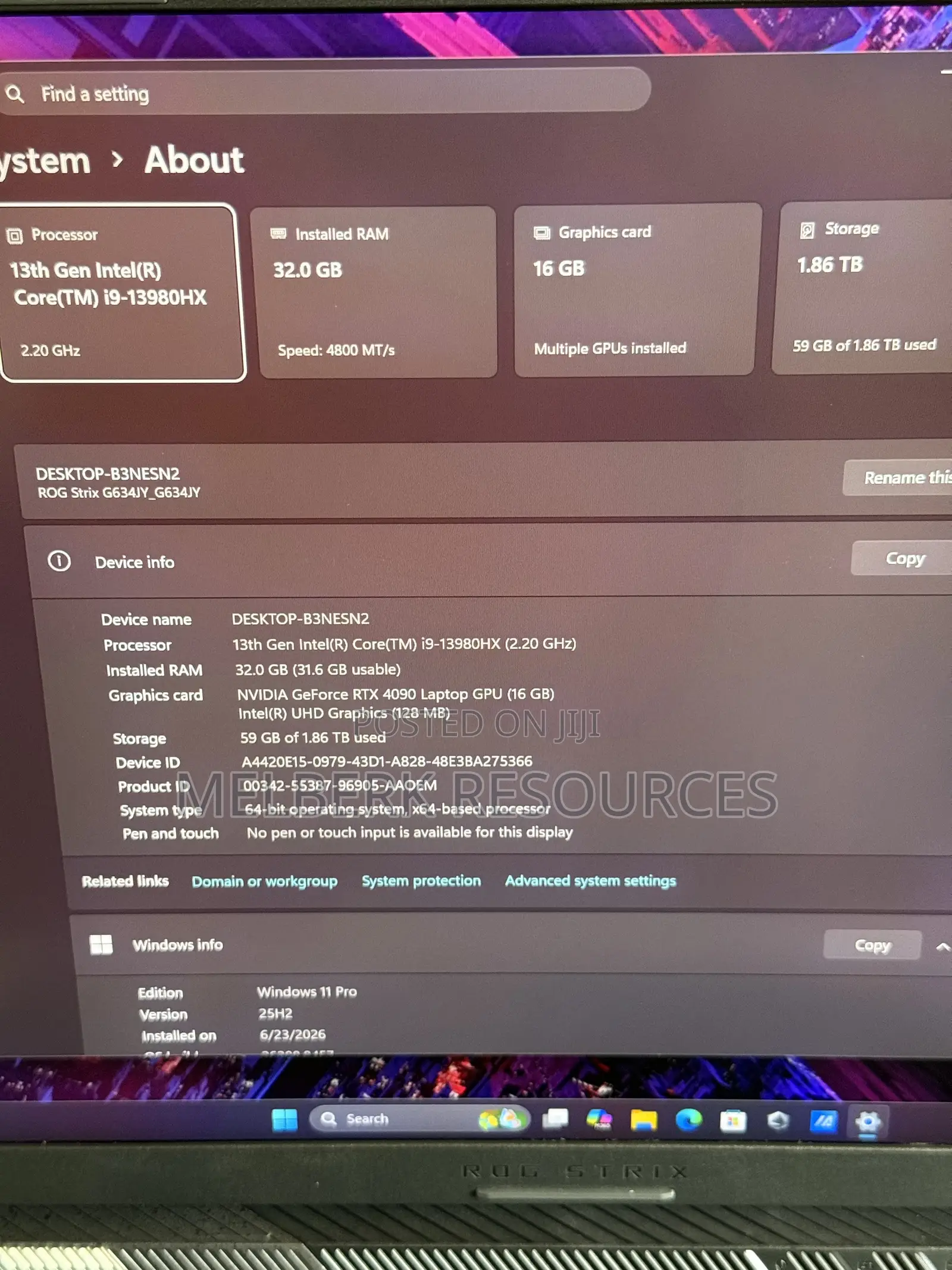 Laptop Asus ROG Strix SCAR 16 32GB Intel Core i9 SSD 2T