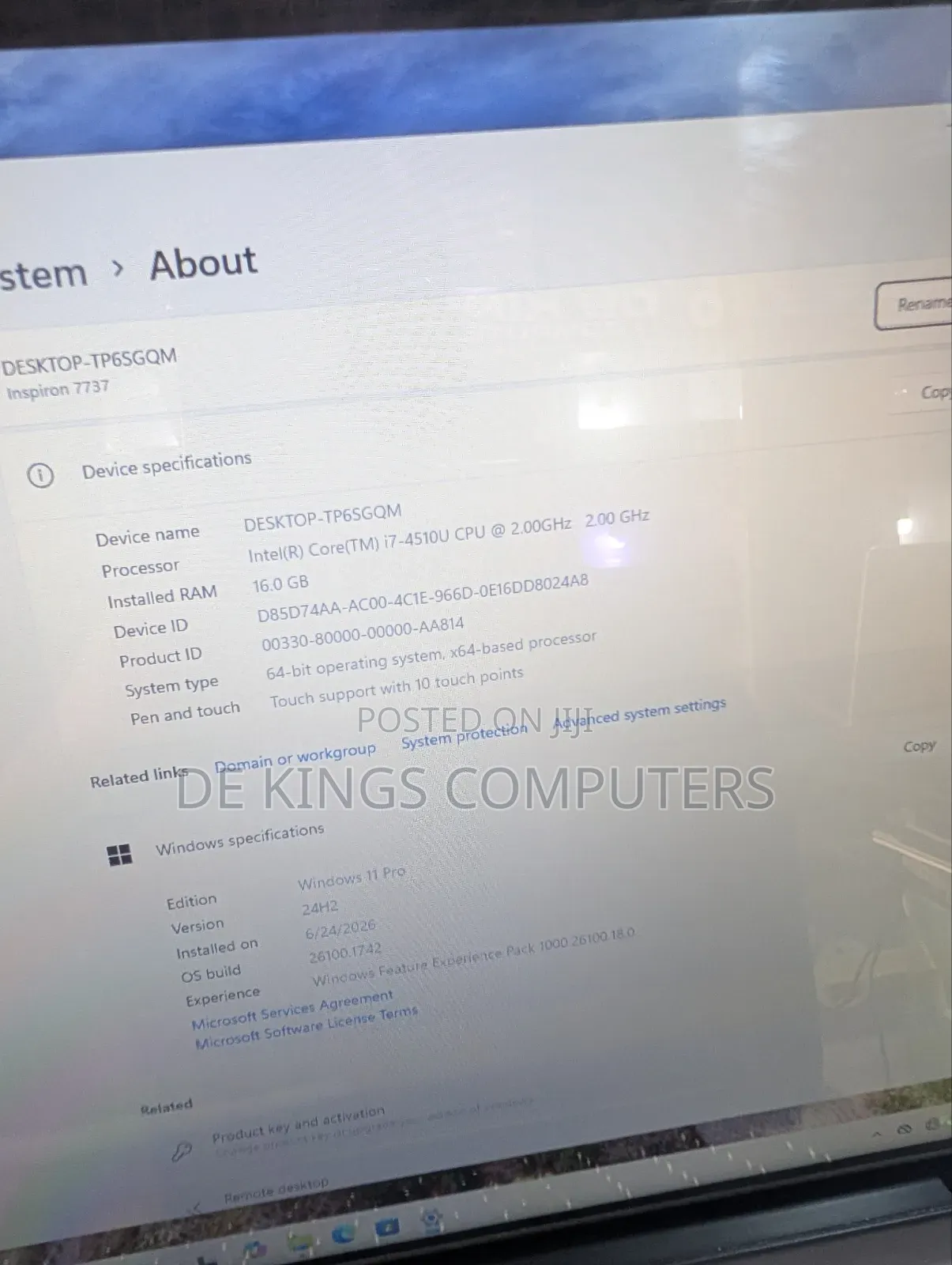Laptop Dell Inspiron 17 7746 16GB Intel Core i7 SSD 256GB