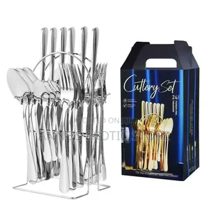 24-Piece Stainless Steel Cutlery Set With Storage Rack