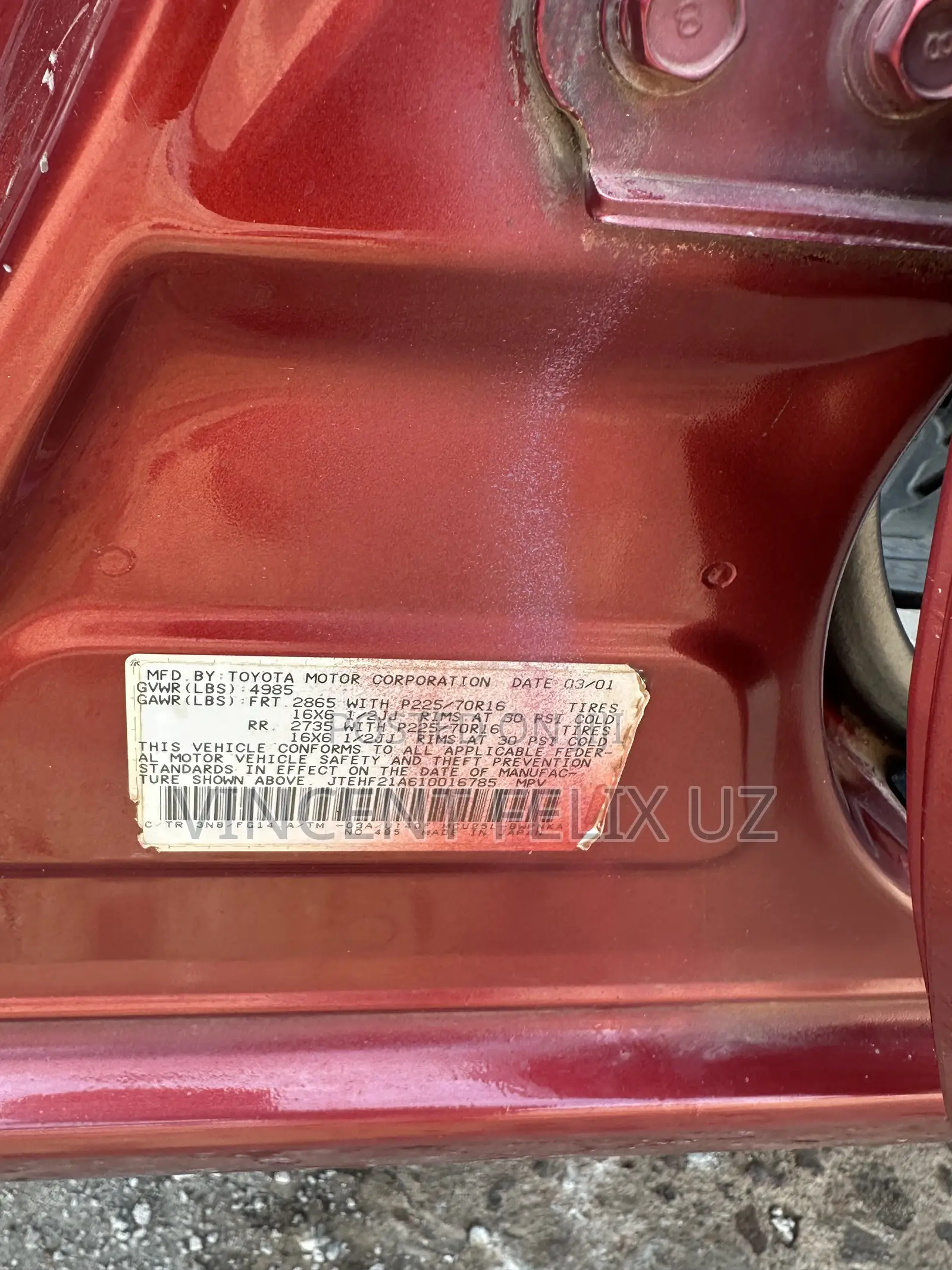 Toyota Highlander 3.0 2001 Red