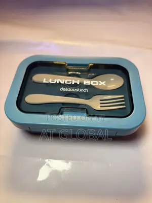 Double Partition Lunch Box With Spoon Fork