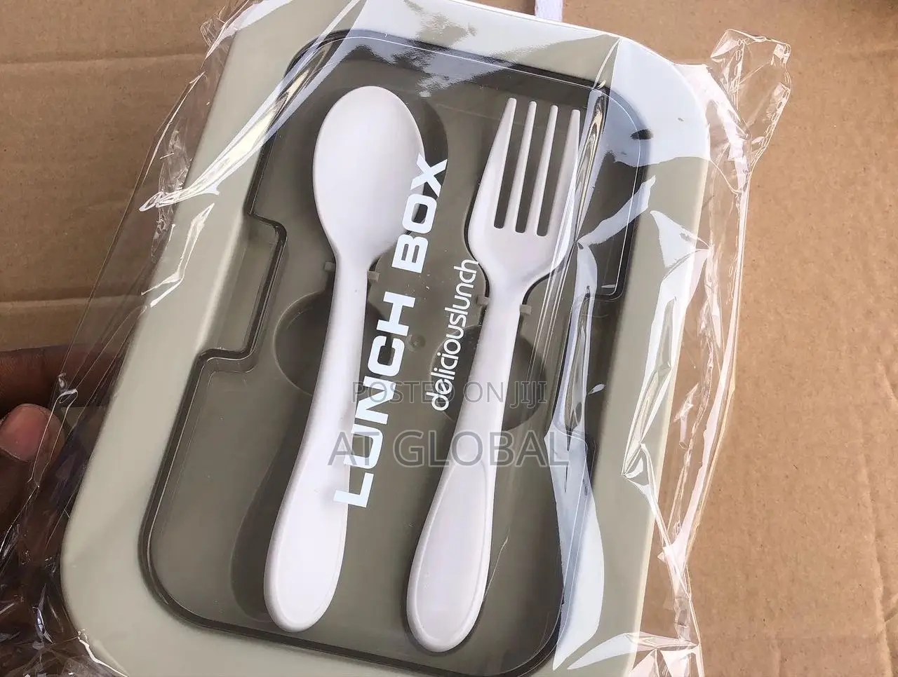 Double Partition Lunch Box With Spoon Fork