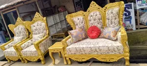 Set of Royal Chair With Center Table and 4 Side Stools