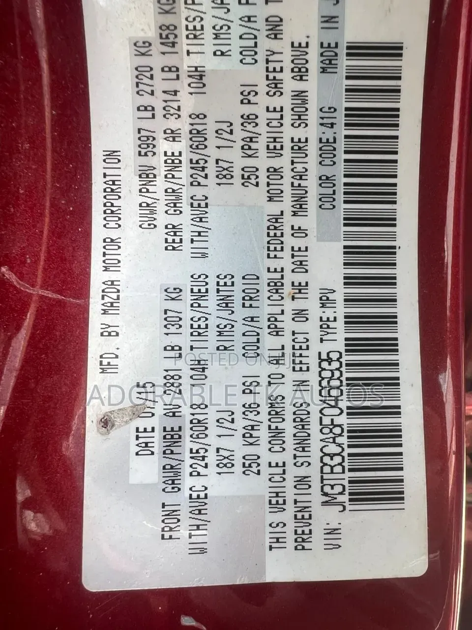 Mazda CX-9 2016 Red