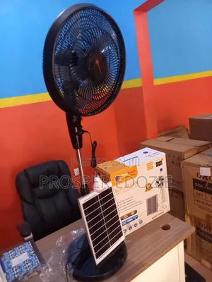 16" Realtouch Solar Rechargeable Standing Fan With Solar Panel