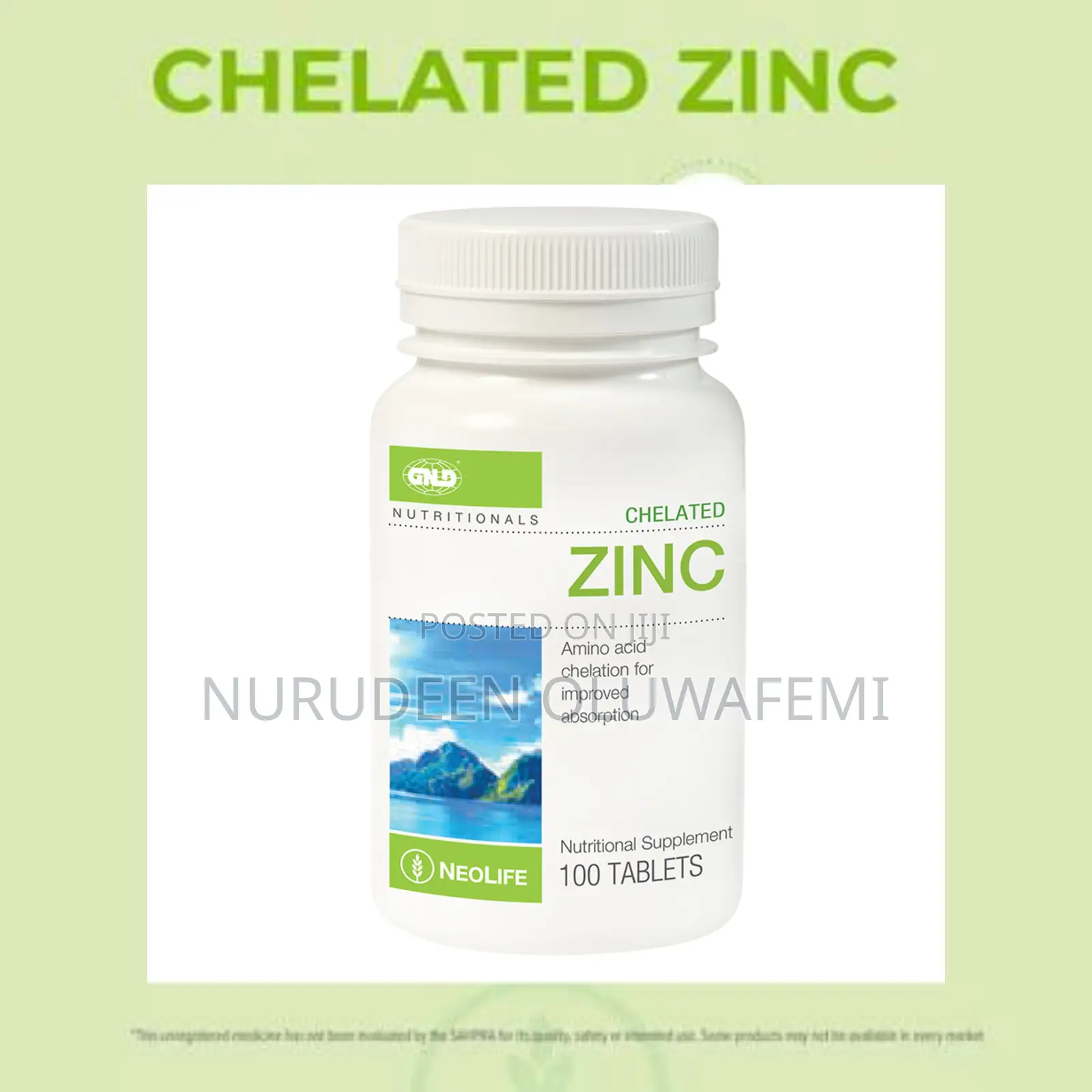 Chelated Zinc - 100 Tablets