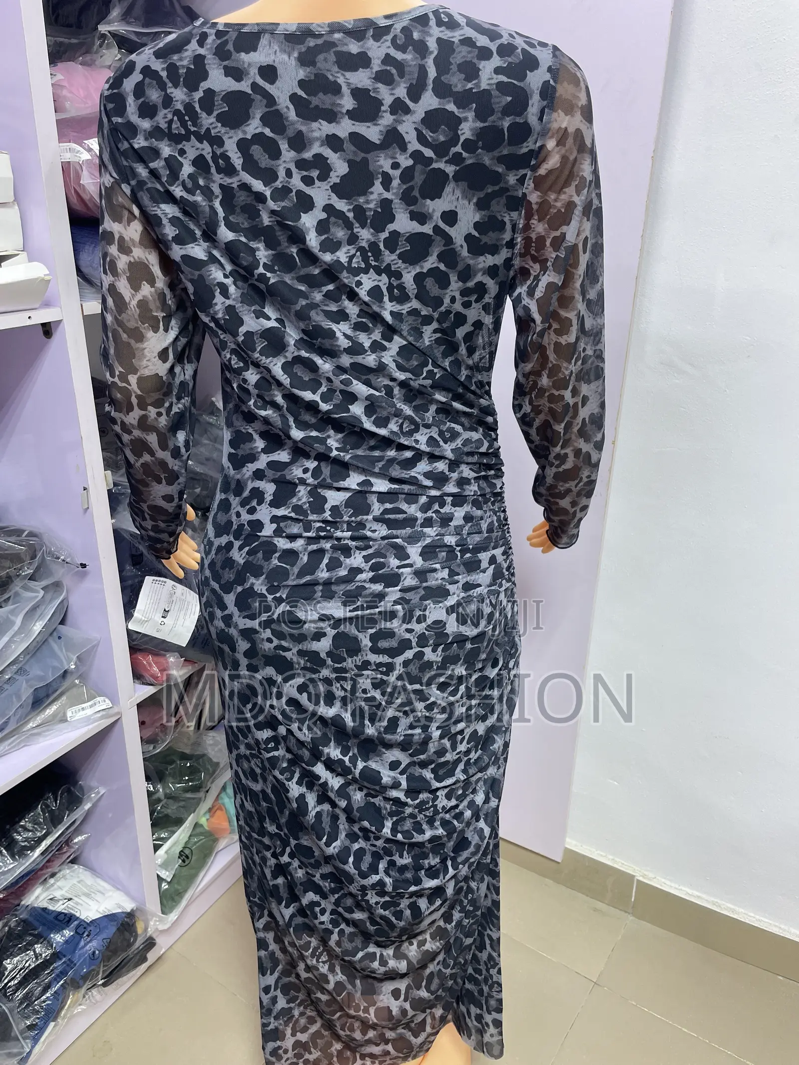 Leopard Print Ruched Maxi Dress