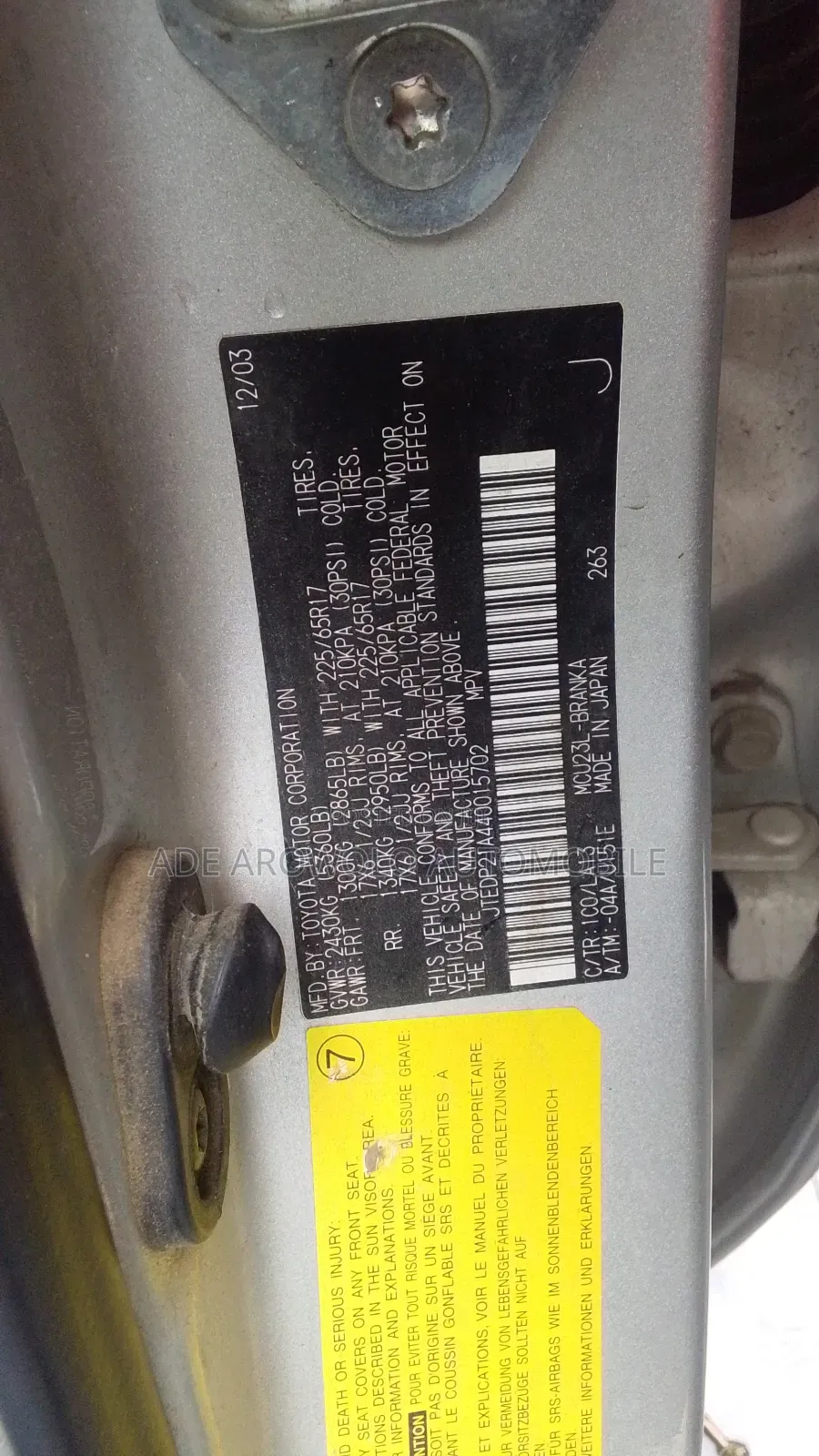 Toyota Highlander 2004 Silver