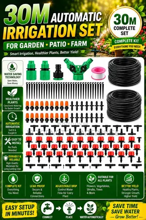 Never Hand-Water Your Garden Again With 30m Automatic Irrigation Kits
