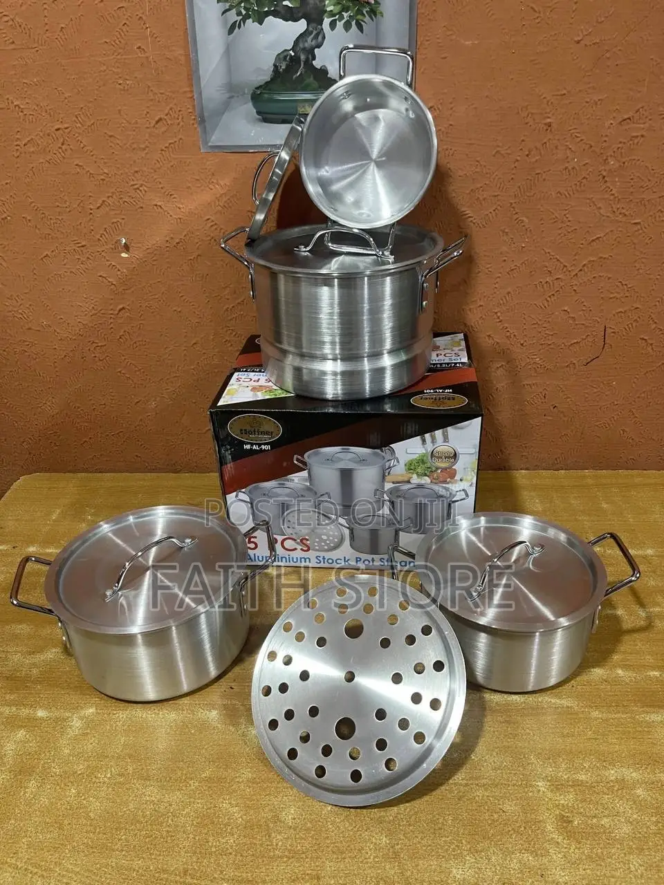 5pcs Hoffner Thickened Aluminum Stock Cookware/Pot Set With Flat Steam