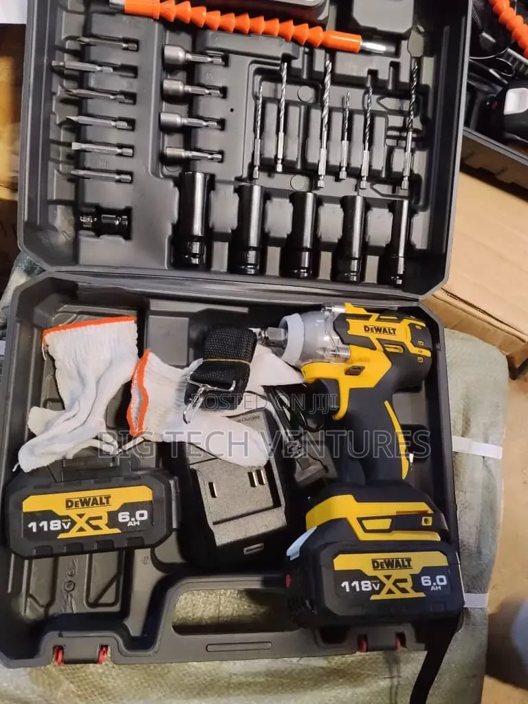 Dewalt Cordless Impact Wrench Kit Features Yellow and Black Tools S