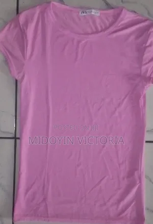 Ladies Cotton T- Shirt Size 12 Pink Uk Grade A