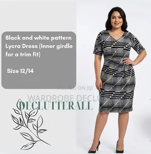Black White Pattern Lycra Dress