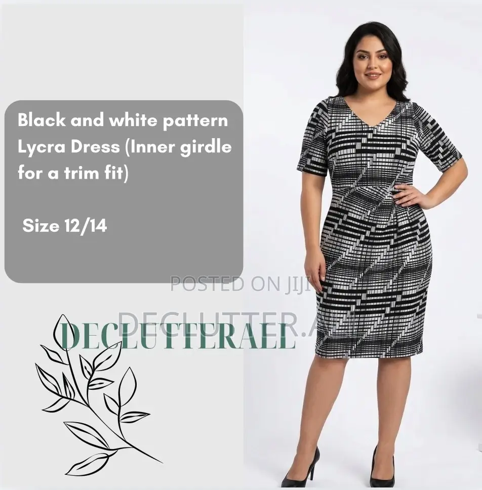 Black White Pattern Lycra Dress