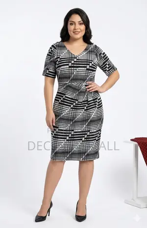 Black White Pattern Lycra Dress