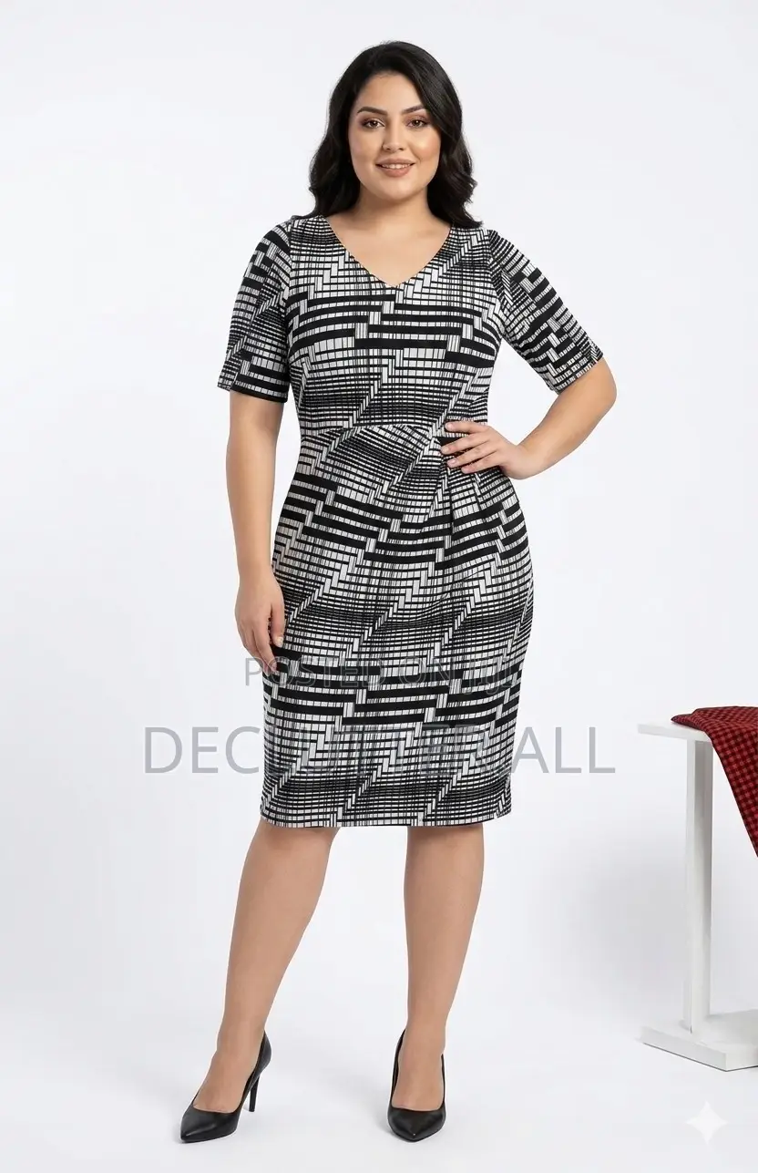 Black White Pattern Lycra Dress