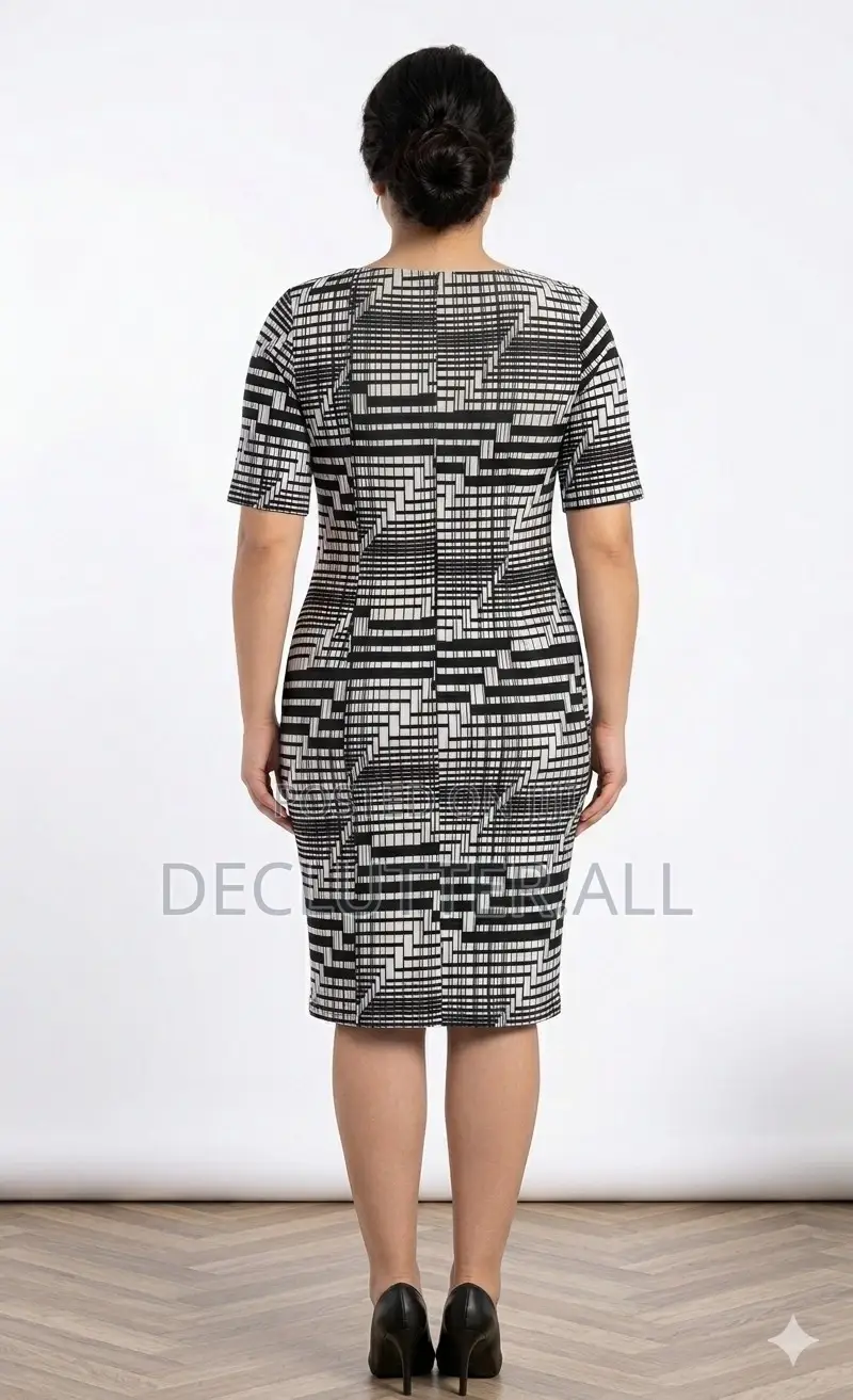 Black White Pattern Lycra Dress