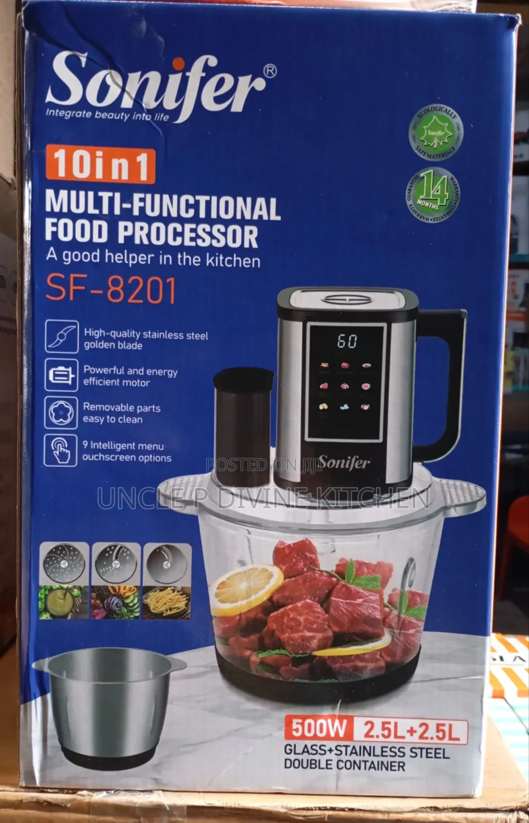 Sonifer Sf8201, 10in1 Multi Functional Food Processor (With 2 Bowls)