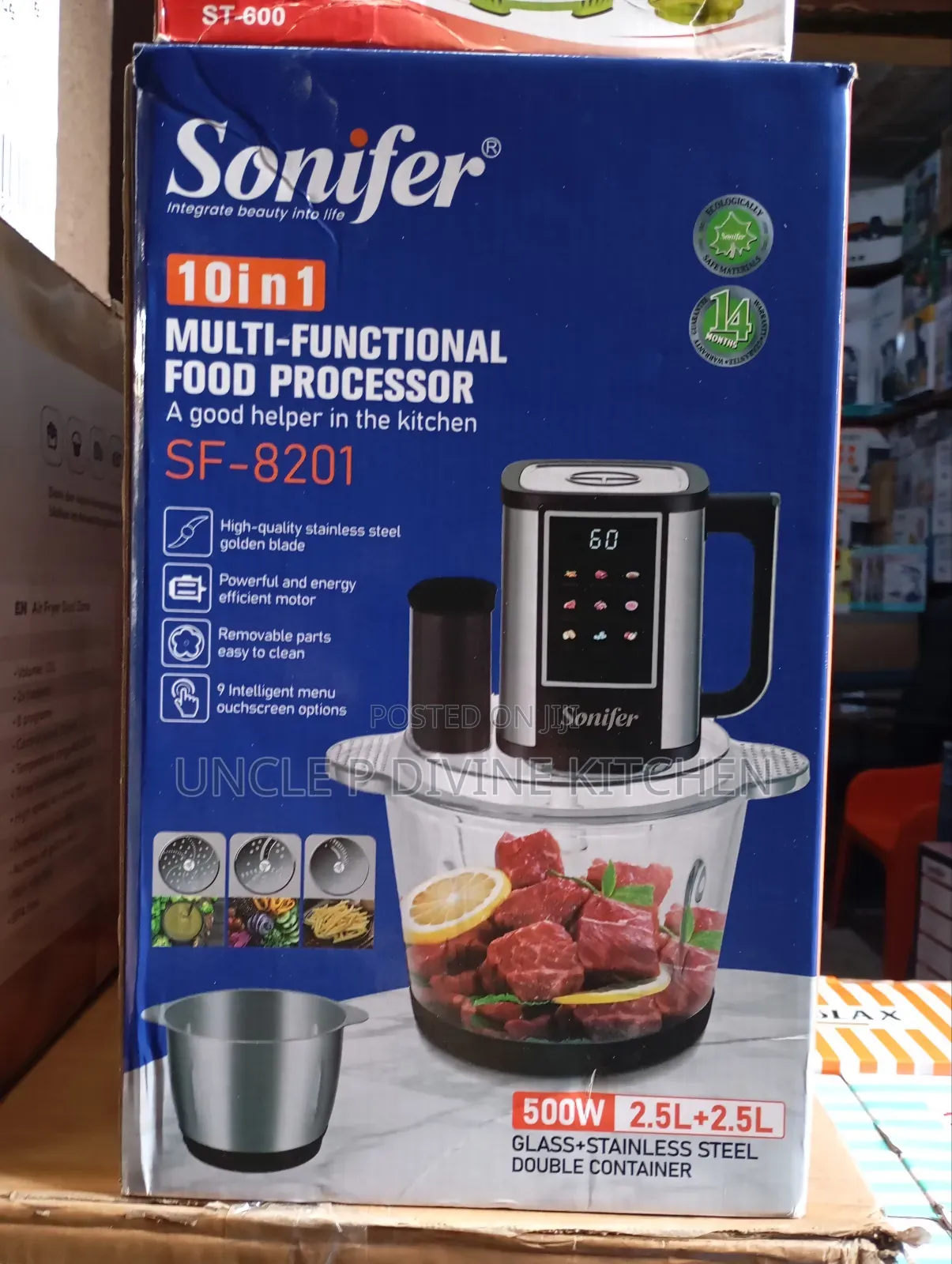 Sonifer Sf8201, 10in1 Multi Functional Food Processor (With 2 Bowls)