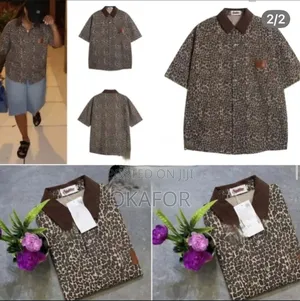 Unisex Leopard Print Vintage Polo Shirts - Brown Collar New With Tag