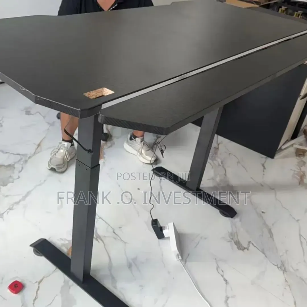 Electric Adjustable Desk With Side RGB Display - Black