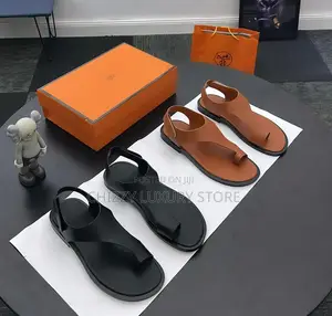 Hermes Quality Luxury Men Genuine Leather Sandals