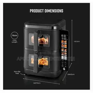 Swan Duo Layer 11l Digital Air Fryer With Foldable Touch Diplay