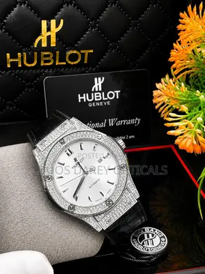 Hublot Geneve Leather Stone Wristwatches for Men