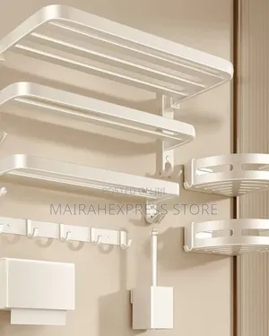 Multifunctional 7-in-1 White Bathroom Organizer Rack Set Atm