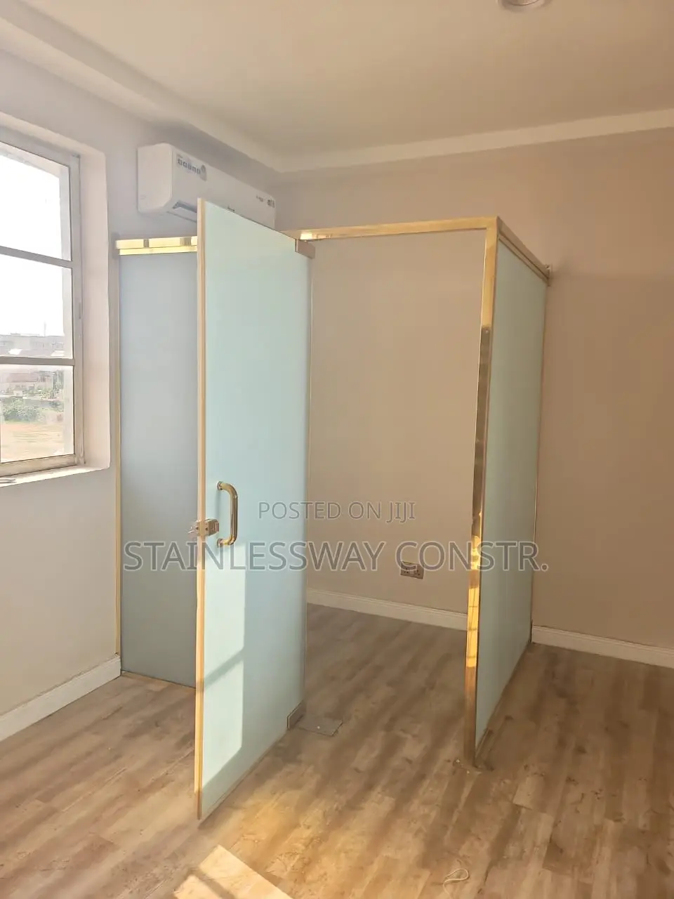 Office Glass Partition With Gold Frame