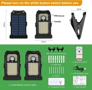 Leds Solar Motion Sensor Light With Clip, 3 Modes