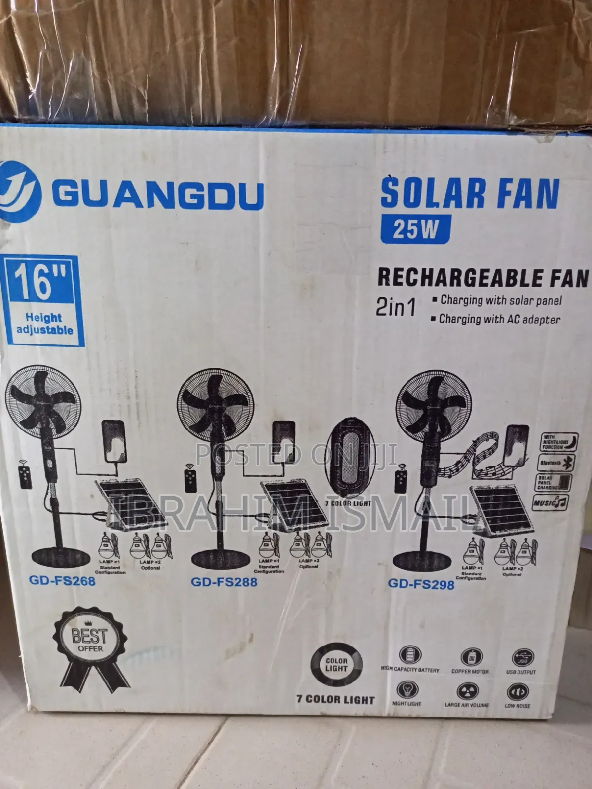 AC/Dc Solar Rechargeable Fan
