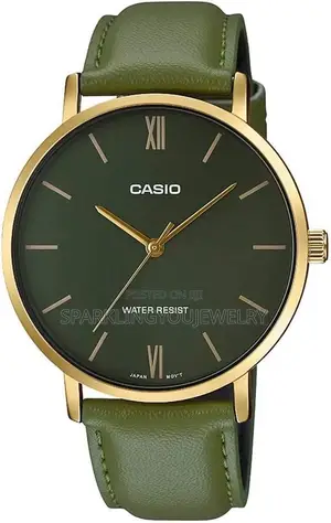 Green Leather Casio Watch