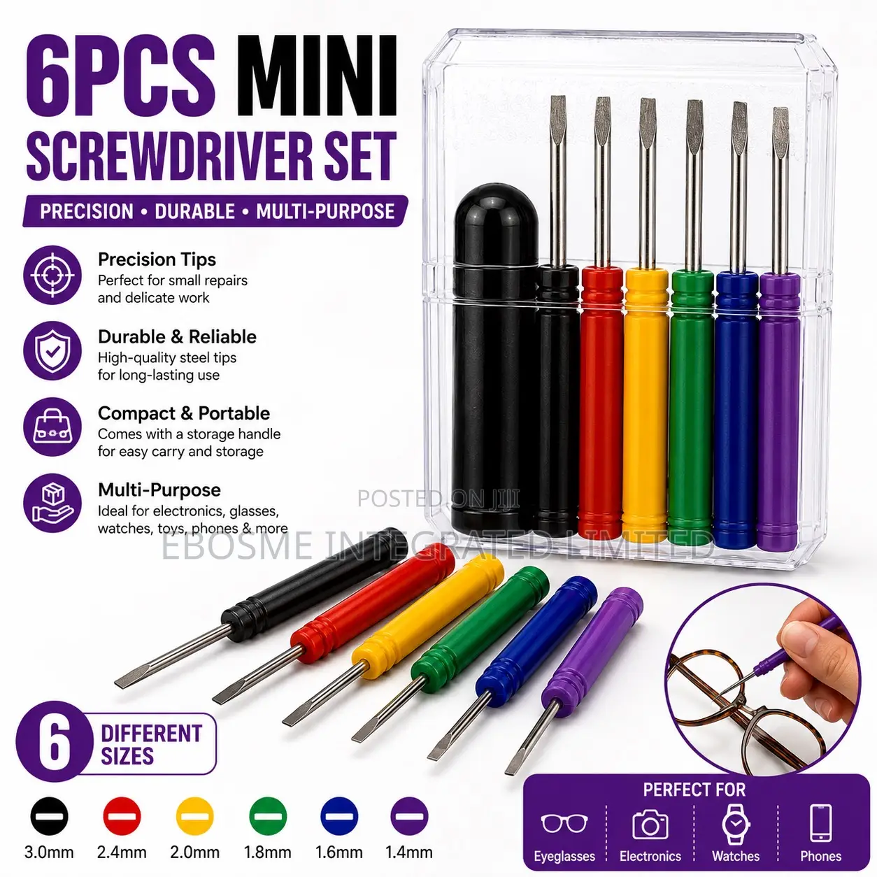 Precision Mini Screwdriver Set With Transparent Case (6pcs)
