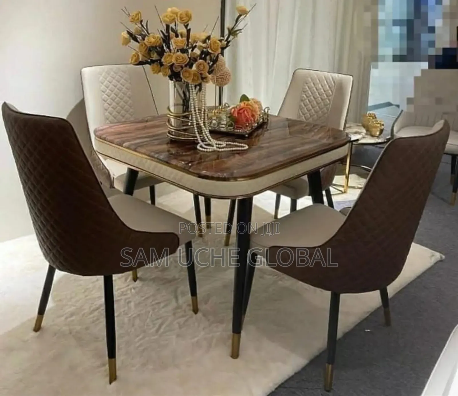 Dining Table and Chairs Marble Top