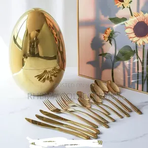 24pcs Gold Egg -Shaped Quality Cutlery Set
