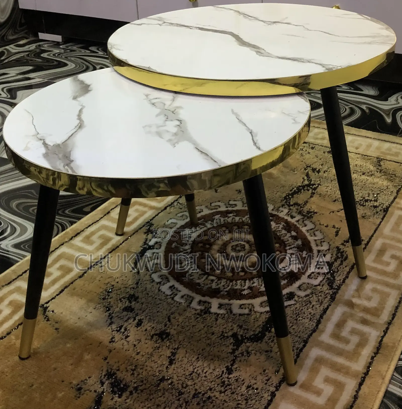 Luxury Marble Nesting Center Table Set | Modern Gold Coffee Table