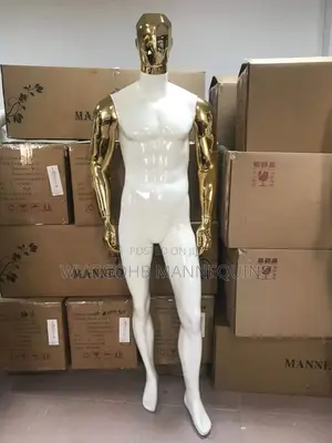 Full Fibreglass Box Head White Gold Male Mannequin